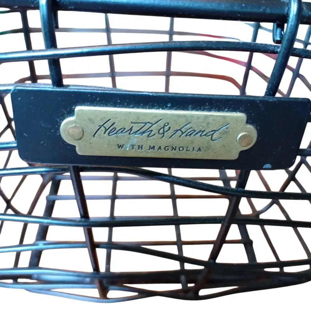 Hearth & Hand with Magnolia Black Wire Storage Basket Small Square Metal Bin